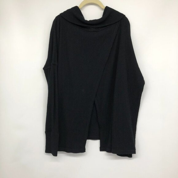 Free People Black Juicy Black Ribbed Knit Cowl Neck Tunic Top size XS - Picture 4 of 16